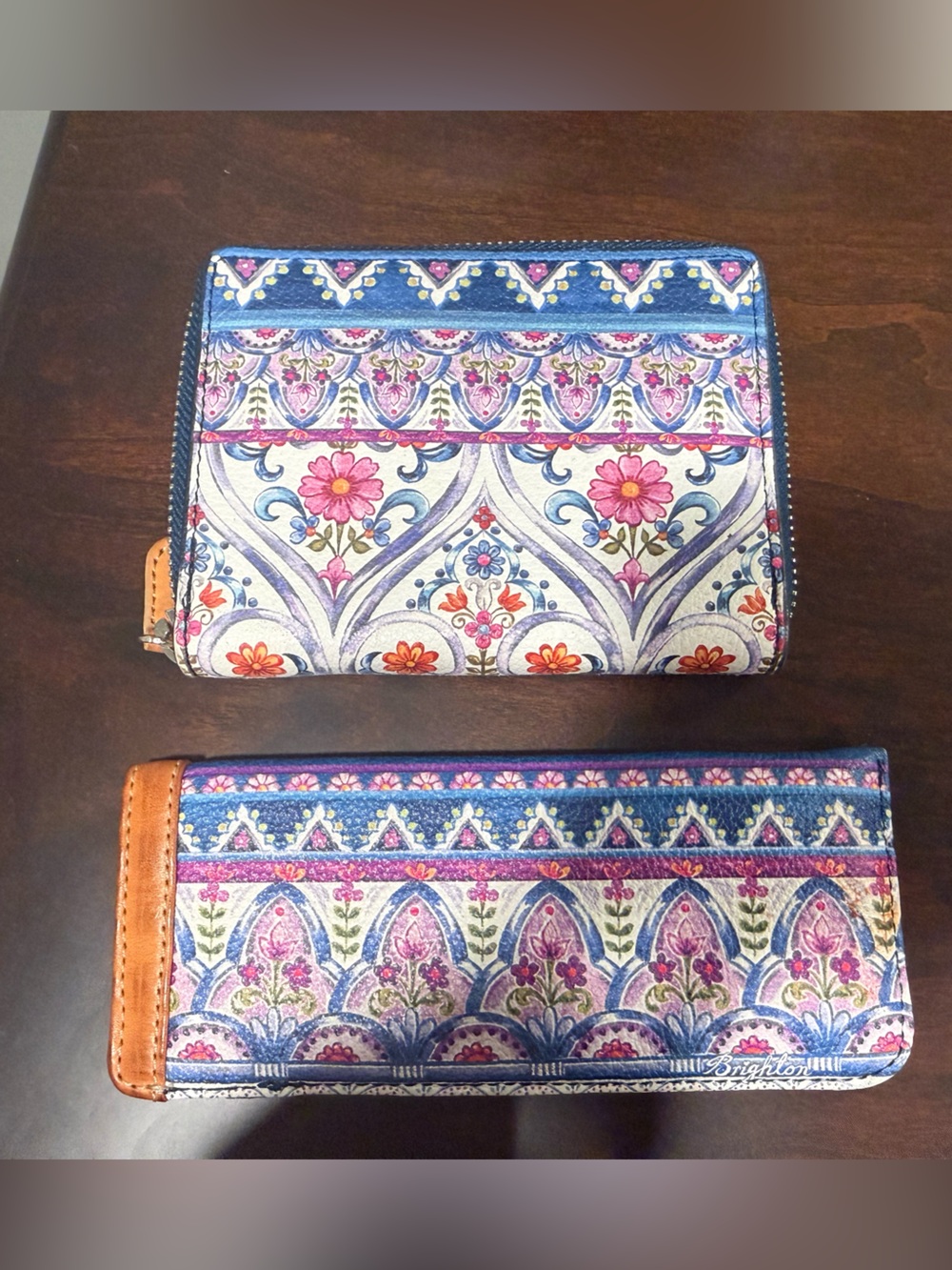 Brighton Zip-Around Wallet Set in Blue, Pink & Tan